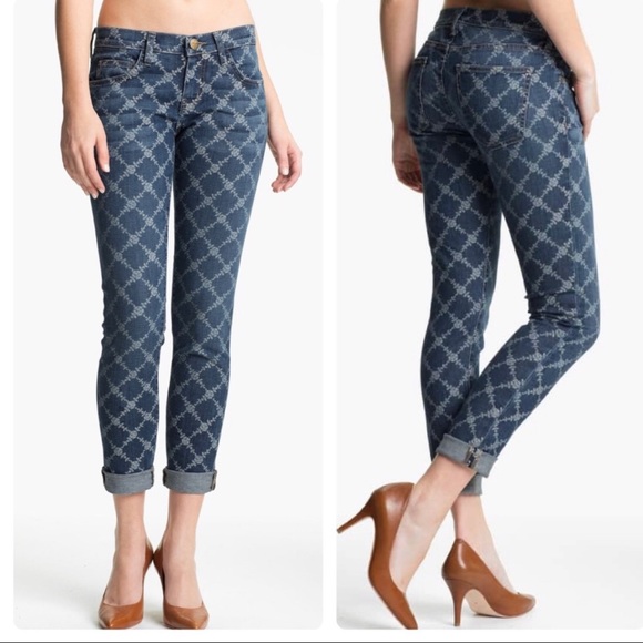 Current/Elliott Denim - Current/Elliott Rolled Skinny Jeans Rose Lattice
